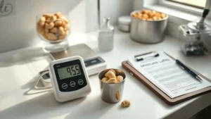Alat pengukur kelembaban digital menguji sampel mete putih di laboratorium, mendukung proses cek kelembaban kacang mete ekspor.