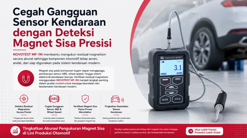 pengukuran magnet sisa menggunakan NOVOTEST MF-1M untuk mencegah terjadinya gangguan pada sensor kendaraan