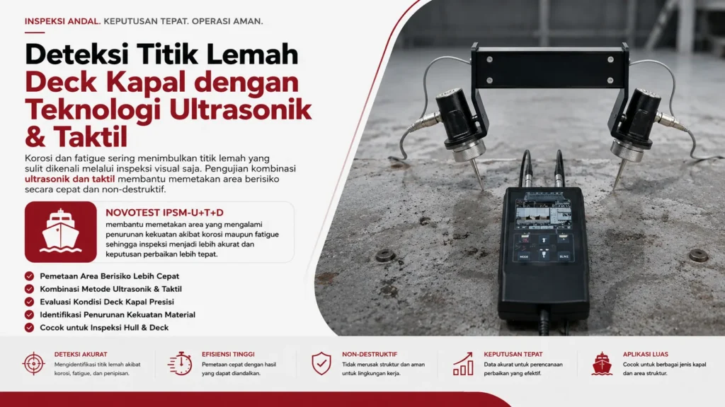 deteksi titik lemah pada deck kapal dengan mengukur kekerasan dan keseragaman material menggunakan NOVOTEST IPSM-U+T+D