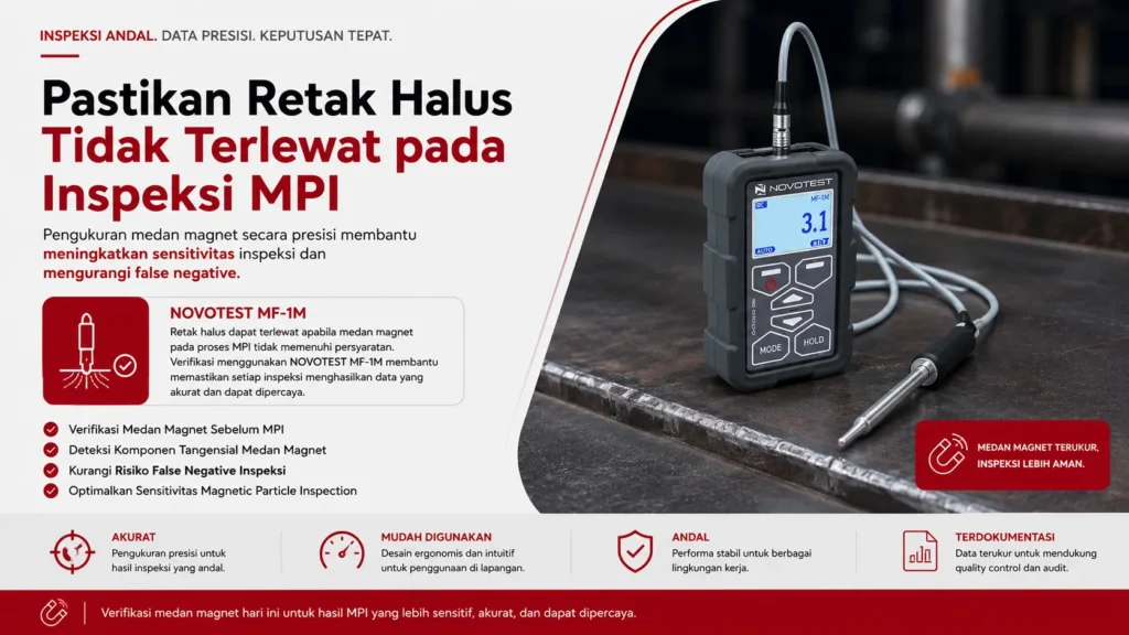 varifikasi medan mpi menggunakan Magnetometer NOVOTEST MF-1M untuk deteksi retak halus