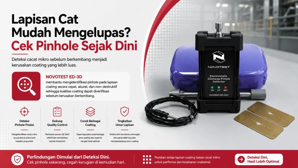 deteksi pinhole akurat dengan NOVOTEST ED-3D untuk mencegah lapisan cat mudah mengelupas serta dukung quality control