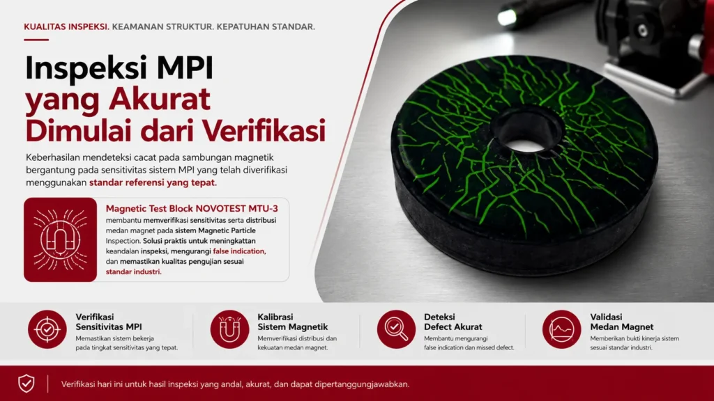 verifikasi inspeksi sambungan magnetik akurat menggunakan Magnetic Test Block NOVOTEST MTU‑3