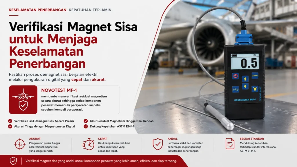 Verifikasi Magnet Sisa menggunakan novotest mf-1 untuk Menjaga Keselamatan Penerbangan