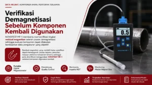 Magnetometer NOVOTEST MF-1 memberikan data residual magnetism yang objektif untuk mendukung proses evaluasi dan keputusan quality control sesuai spesifikasi yang berlaku