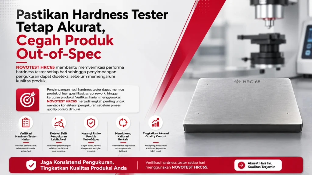 Cegah Produk Out-of-Spec dengan Verifikasi Hardness Tester Harian menggunakan Blok Uji Kekerasan NOVOTEST HRC65