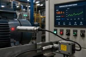 Sensor inframerah tetap untuk monitoring suhu otomatis pada mesin produksi