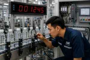 Teknisi membandingkan wiring sensor NPN dan PNP pada panel kontrol industri