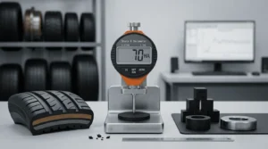 Shore Durometer NOVOTEST TS-C - alat ukur kekerasan karet digital dengan jarum penetrasi pada permukaan tread ban