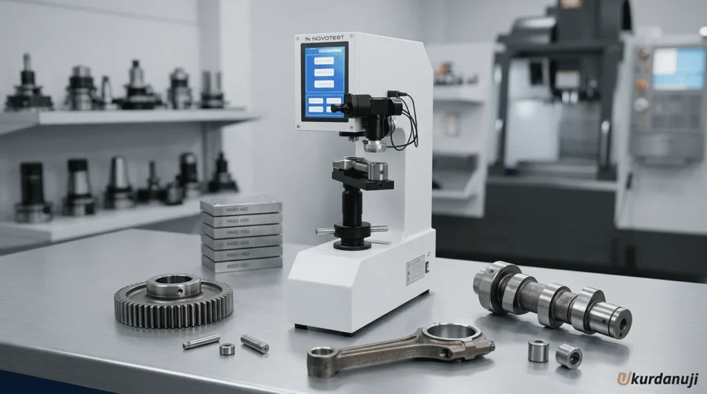 Alat Ukur Kekerasan Digital Brinell, Rockwell, Vickers NOVOTEST TB-BRV-D - tampak depan alat uji kekerasan logam