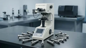 Alat Pengukur Kekerasan Digital Micro Vickers NOVOTEST TB-MCV-1A - alat uji kekerasan digital dengan sampel baut titanium