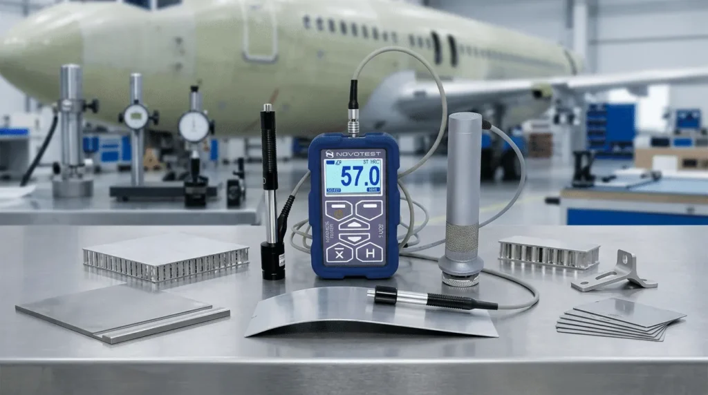Combined Hardness Tester NOVOTEST T-UD2 - perangkat portabel dengan layar digital dan probe untuk uji kekerasan non-destruktif