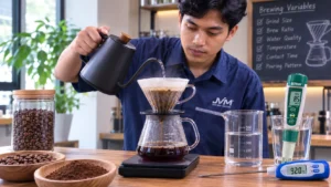 Dua seduhan dari biji kopi yang sama menghasilkan rasa berbeda karena variabel brewing