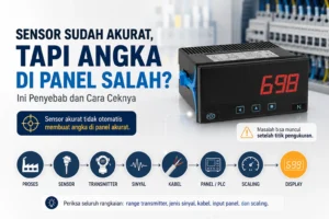 Panel Indicator PCE-DPD-U dengan layar LED merah menampilkan angka 698, digunakan untuk menampilkan dan memantau sinyal proses industri seperti 4–20 mA, tegangan, RTD, dan thermocouple.