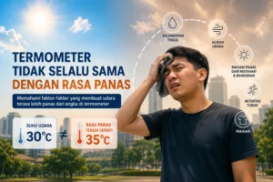 Udara terasa panas meski suhu tidak tinggi akibat kelembapan dan kondisi lingkungan