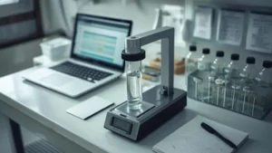 Turbidimeter mengukur sampel air keruh di laboratorium untuk uji kekeruhan sesuai standar ISO 7027 dan baku mutu air.