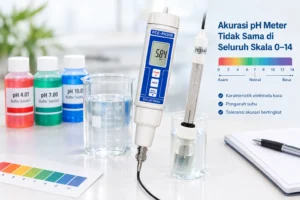 PCE-PH20S pH meter untuk mengukur akurasi pH pada rentang 0–14 dengan buffer kalibrasi