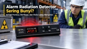 Alarm radiation detector PCE-RDM 5 berbunyi saat mengukur radiasi di area kerja industri
