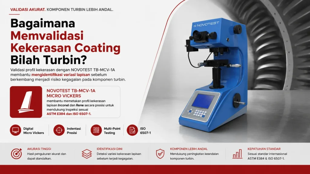 NOVOTEST TB-MCV-1A Micro Vickers membantu Validasi profil kekerasan lapisan bilah turbin Inconel