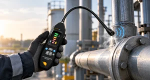 Gas leak detector PCE-GA 10 digunakan untuk mendeteksi kebocoran gas pada sambungan pipa industri