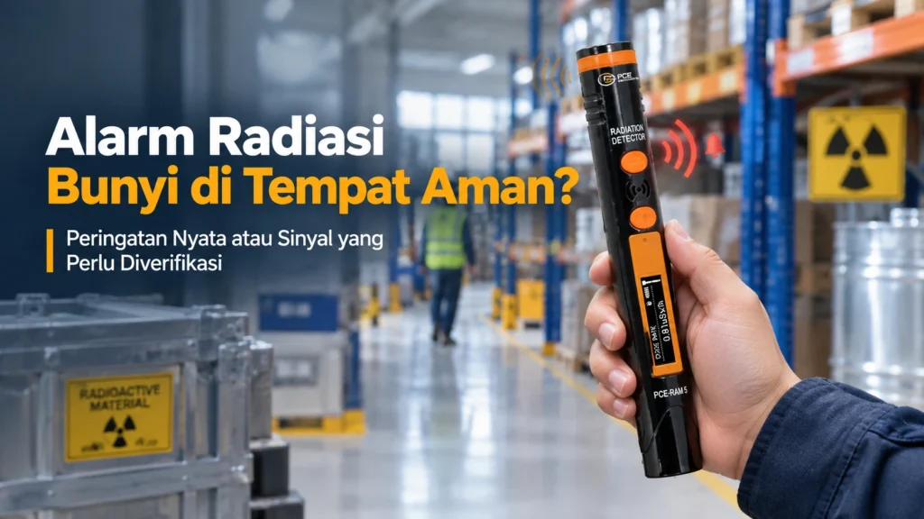 Alat ukur radiasi PCE-RAM 5 digunakan untuk mendeteksi radiasi di area gudang industri
