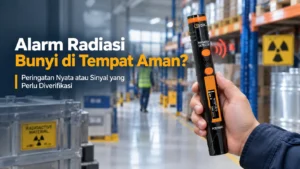 Alat ukur radiasi PCE-RAM 5 digunakan untuk mendeteksi radiasi di area gudang industri