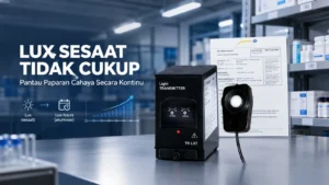 Light transmitter TR-LXT dengan sensor lux dan sertifikat kalibrasi ISO untuk pemantauan intensitas cahaya secara kontinu.