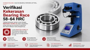 Validasi kekerasan secara presisi dengan NOVOTEST TB-MCV-1A untuk memastikan setiap bearing race memenuhi spesifikasi dan dapat ditelusuri hasil pengujiannya.