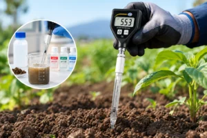 pH meter tanah mengukur pH tanah secara langsung dengan elektroda tusuk