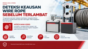 Deteksi Keausan Kawat Baja Wire Rope dengan Mitech MAW-G1000 Pengukuran diameter berkala membantu mengidentifikasi penurunan kondisi kawat baja dan mencegah risiko kegagalan saat beroperasi.