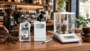 jaga konsistensi rasa kopi Coffe shop dengan alat ukur digital seperti timbangan refraktometer sampai moisture meter kopi