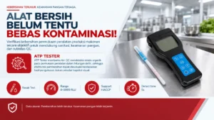 cegah kontaminasi silang dengan verifikasi kebersihan permukaan peralatan produksi makanan dengan ATP tester mendeteksi residu organik pada permukaan peralatan dalam hitungan detik, sehingga efektivitas pembersihan dapat dievaluasi berdasarkan hasil pengukuran, bukan sekadar inspeksi visual.
