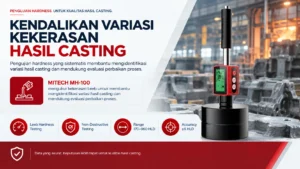 MITECH MH-100 mengukur kekerasan Leeb untuk membantu mengidentifikasi variasi hasil casting dan mendukung evaluasi perbaikan proses Uji kekerasan Hasil Casting