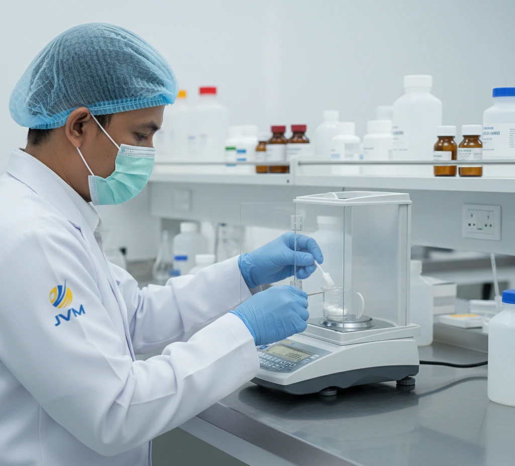 Timbangan analitik PCE-ABI 220 terkalibrasi untuk penimbangan obat presisi di apotek dan laboratorium farmasi.