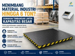 Timbangan lantai kapasitas 6 ton untuk menimbang material industri berat di gudang dan area produksi.