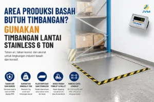 Timbangan lantai stainless 6 ton untuk area produksi basah dengan platform tahan air dan tahan korosi.